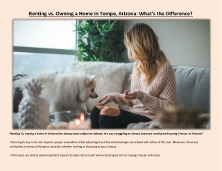 Renting vs. Owning a Home in Tempe, Arizona: What’s the Difference?