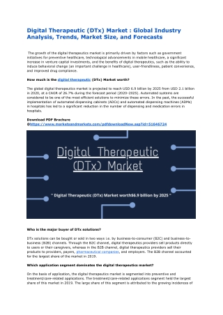 Digital Therapeutic (DTx) Market : Global Industry Analysis, Trends, Market Size, and Forecasts