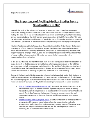 The importance of availing medical studies from a good institute in NYC