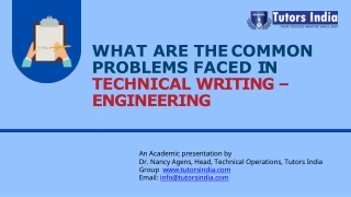What are the common problems faced in Technical Writing Engineering? - TutorsIndia.com