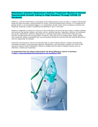 Global Market for Nebulizers Inhalers Respirators Asthma Treatment to Generate Lucrative Revenue Prospects for Manufactu