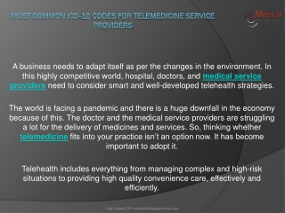 Most common ICD-10 Codes for Telemedicine Service Providers