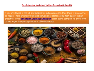 Buy Extensive Variety of Indian Groceries Online UK