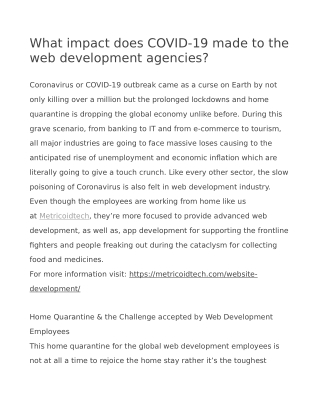 What impact does COVID-19 made to the web development agencies?