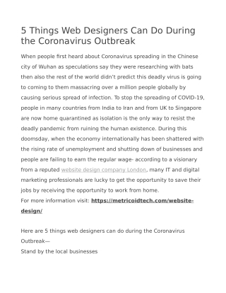 5 Things Web Designers Can Do During the Coronavirus Outbreak