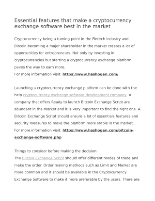 Essential features that make a cryptocurrency exchange software best in the market