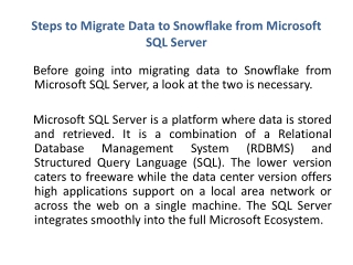 Steps to Migrate Data to Snowflake from Microsoft SQL Server