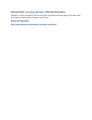 Search Recruitment - Search Agency With Expert - Alliance Recruitment Agency