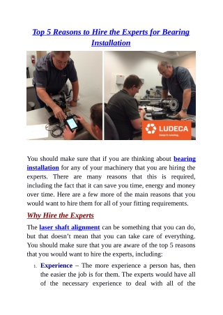 Top 5 Reasons to Hire the Experts for Bearing Installation