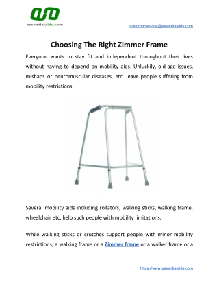 Choosing The Right Zimmer Frame