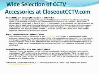 Wide Selection of CCTV Accessories at CloseoutCCTV.com