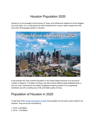 Houston Population 2020