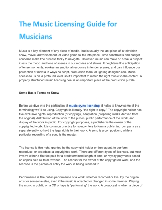 Music Sync Licensing