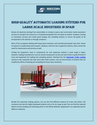 High-Quality Automatic Loading Systems for Large Scale Industries in Spain