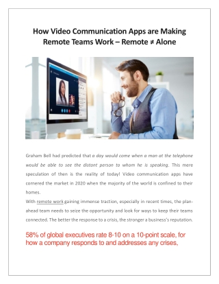 How Video Communication Apps are Making Remote Teams Work – Remote ≠ Alone