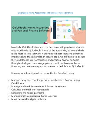 QuickBooks Home Accounting and Personal Finance Software