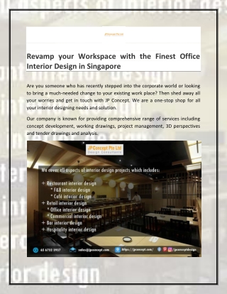 Revamp your Workspace with the Finest Office Interior Design in Singapore