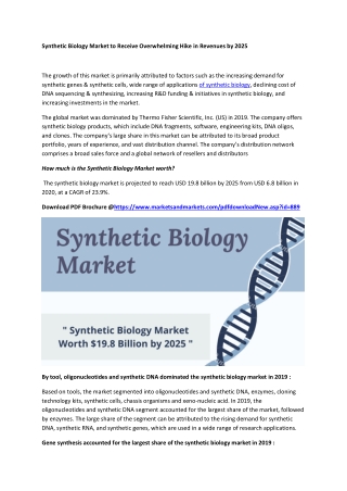 Rising R&D Funding and Growing Initiatives in Synthetic Biology