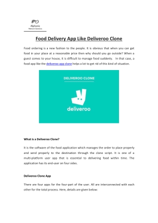 Food Delivery App Like Deliveroo Clone