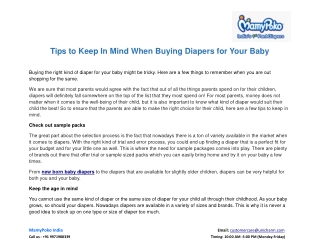 Tips to Keep In Mind When Buying Diapers for Your Baby