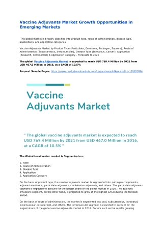 Vaccine Adjuvants Market Growth Opportunities in Emerging Markets