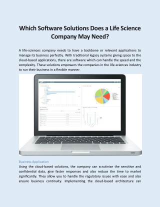 Which Software Solutions Does a Life Science Company May Need?