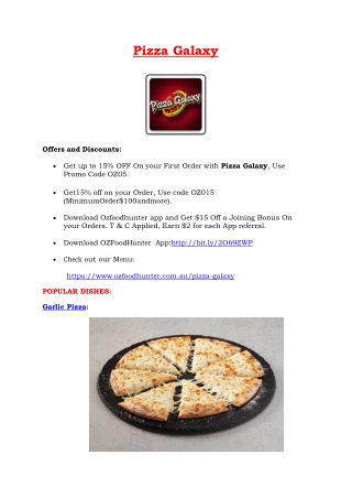 15% Off - Pizza Galaxy Kellyville Menu, NSW