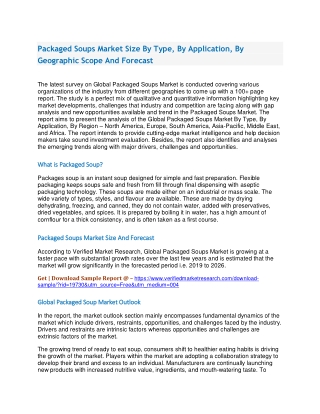 Packaged Soups Market Size By Type, By Application, By Geographic Scope And Forecast