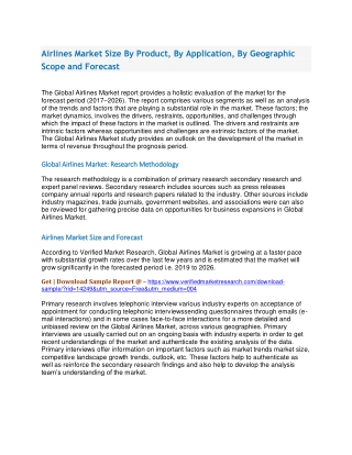 Airlines Market Size By Product, By Application, By Geographic Scope and Forecast