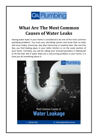 What Are The Most Common Causes of Water Leaks?