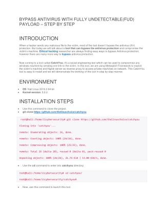 BYPASS ANTIVIRUS WITH FULLY UNDETECTABLE(FUD) PAYLOAD – STEP BY STEP