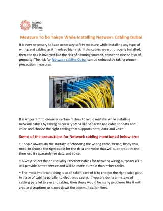 Measure To Be Taken While Installing Network Cabling Dubai