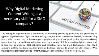 Why Digital Marketing Content Writing is a necessary skill for a SMO company?