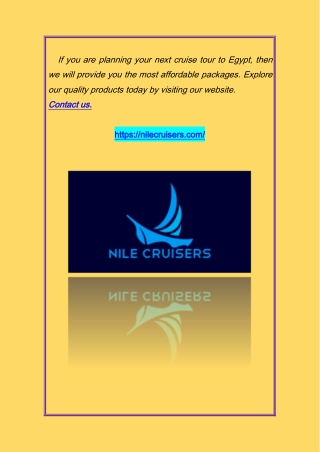 Nile River Cruise | Nilecruisers.com