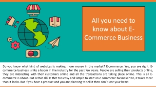 All you need to know about E-Commerce Business