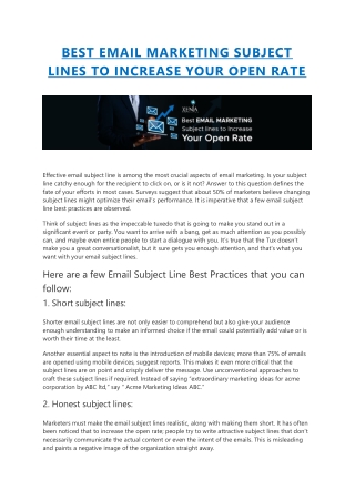 BEST EMAIL MARKETING SUBJECT LINES TO INCREASE YOUR OPEN RATE