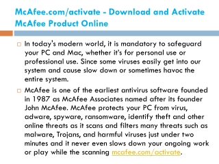 McAfee.com/activate - Download and Activate McAfee Product Online