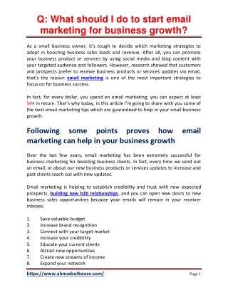 Q: What should I do to start email marketing for business growth?