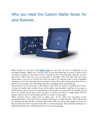Why you need the Custom Mailer Boxes for your Business