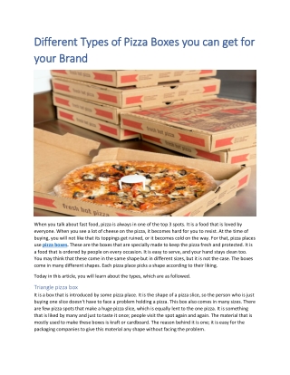 Different Types of Pizza Boxes you can get for your Brand