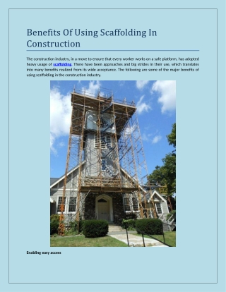 Benefits Of Using Scaffolding In Construction