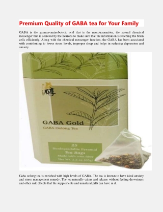 Get Premium Quality of GABA tea for Your Family