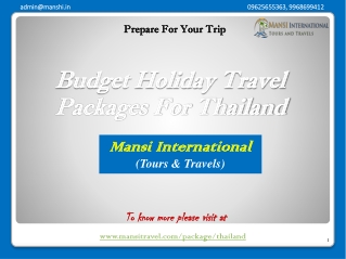 Budget Holiday Travel Packages For Thailand