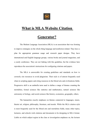 What is MLA Website Citation Generator?
