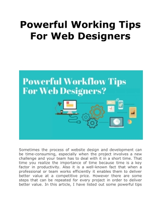 Powerful Working Tips For Web Designers