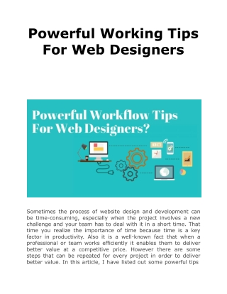 Powerful Working Tips For Web Designers