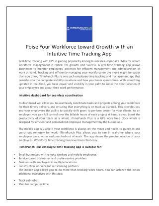 Poise Your Workforce toward Growth with an Intuitive Time Tracking App