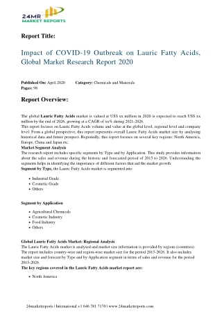 Lauric Fatty Acids Analysis, Growth Drivers, Trends, and Forecast till 2026
