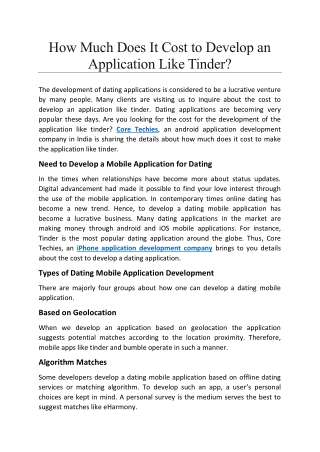 How Much Does It Cost to Develop an Application Like Tinder? | Top Mobile App Development Company