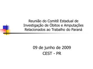 Reunião do Comitê Estadual de Investigação de Óbitos e Amputações Relacionados ao Trabalho do Paraná